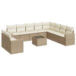 vidaXL Salon de jardin 11 Pièces avec coussins beige résine tressée