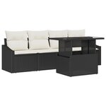 vidaXL Ensemble de canapé de jardin 5 pièces avec coussins en poly rotin noir