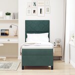 Lit à ressorts vidaXL avec matelas et LED vert foncé 80x200 cm en velours