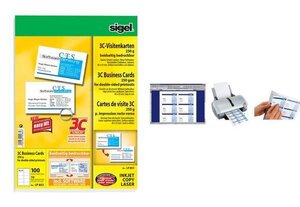 Cartes de visite 3C, 85 x 55 mm, 250 g/m2, extra blanc, 100 sur 10f SIGEL