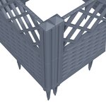 vidaXL Jardinière avec piquets gris 363 5x43 5x43 5 cm PP