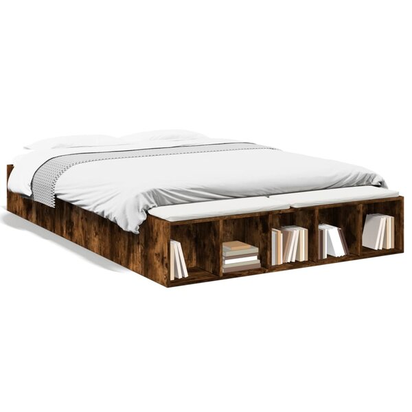 vidaXL Cadre de lit sans matelas chêne fumé 150x200 cm