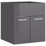vidaXL Armoire d'évier avec lavabo intégré Gris brillant Aggloméré
