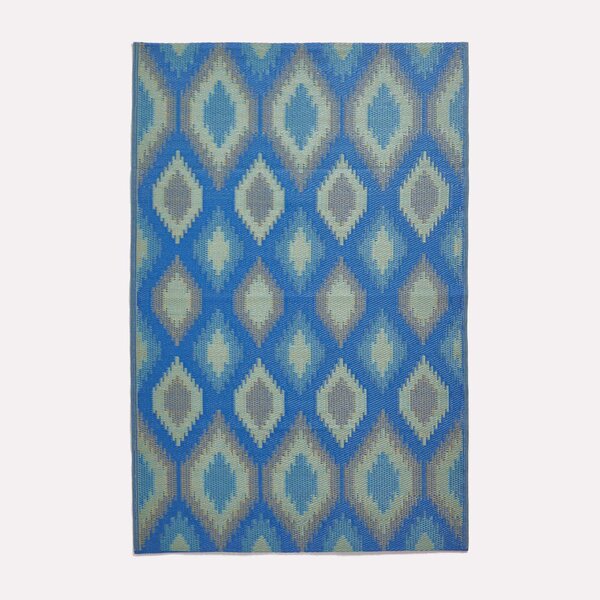 Tapis extérieur terrasse réversible - Tapis de jardin imperméable et résistant UV - Amber - Bleu - 120x180 cm - HOMESCAPES