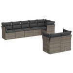 vidaXL Salon de jardin 8 Pièces avec coussins gris résine tressée