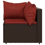 vidaXL Canapé d'angle de jardin avec coussins marron résine tressée