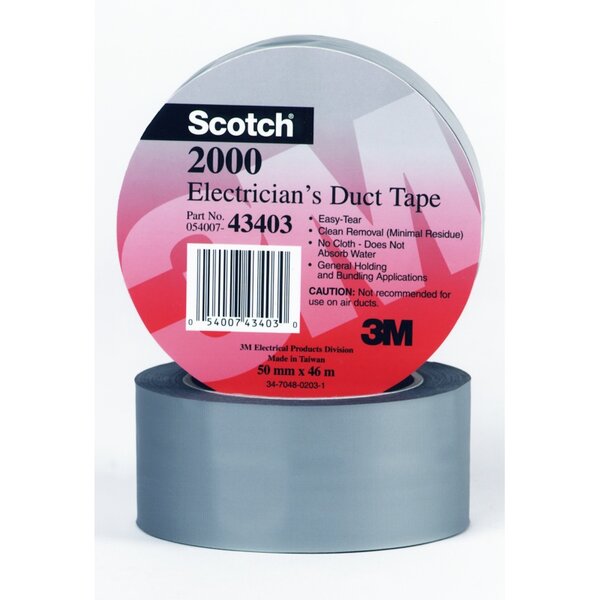 3m scotch 2000 ruban adhésif étanche multiusages 46m x 50mm gris support pvc