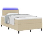 vidaXL Lit à sommier avec matelas & lumière LED vert gris petit double tissu côtelé