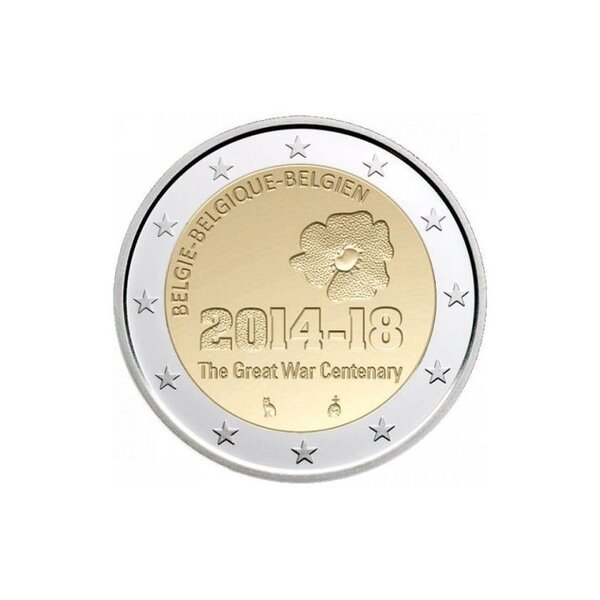 Monnaie 2 euros commémorative belgique 2014 - première guerre mondiale