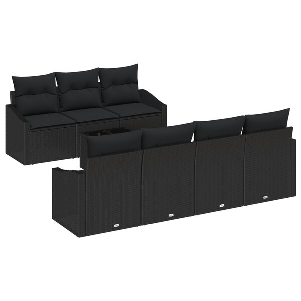 vidaXL Ensemble de salle à manger de jardin 8 pièces avec coussins en poly rattan noir