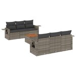 vidaXL Salon de jardin avec coussins 7 Pièces gris résine tressée