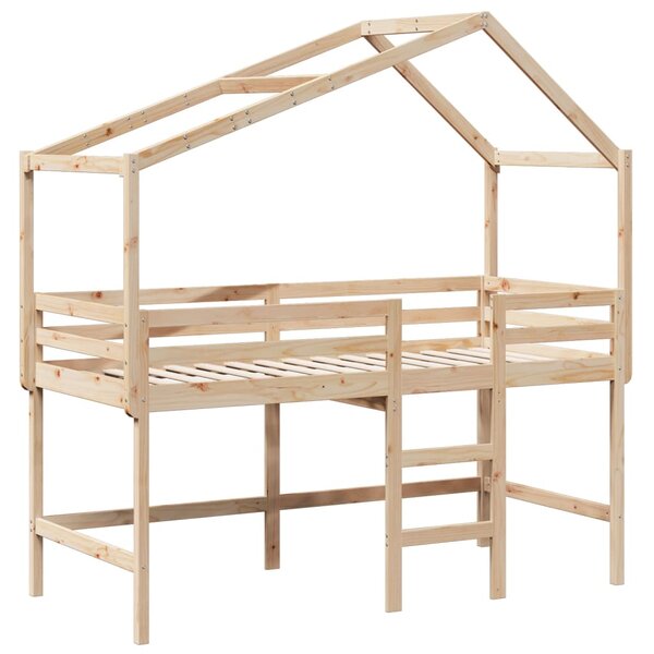 vidaXL Lit superposé et échelle et toit 90x190 cm bois de pin massif