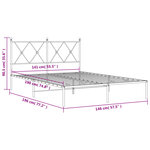 vidaXL Cadre de lit métal sans matelas et tête de lit blanc 140x190 cm