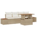 Ensemble de Canapé de Jardin vidaXL 5 pièces avec Coussins Beige Rattan Poly