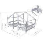 Lit cabane VILLY 2 places 90 x 200 gris