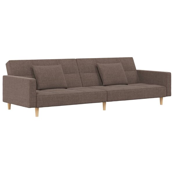 vidaXL Canapé-lit à 2 places avec deux oreillers taupe tissu