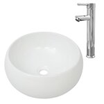 vidaXL Lavabo de salle de bain avec mitigeur Céramique Rond Blanc