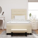 vidaXL Lit à ressorts avec matelas et banc crème 120x200 cm en tissu