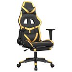 vidaXL Chaise de jeu avec repose-pied Noir et doré Similicuir