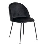 2 chaises de salle à manger en velours noir avec pieds noirs