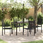 vidaXL Set de 5 pièces de salle à manger de jardin noir en rotin PVC