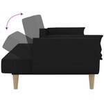 vidaXL Canapé-lit à 2 places avec deux oreillers noir tissu