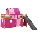 vidaXL Lit mezzanine enfants avec tunnel rose 90x190cm bois pin massif