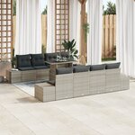 vidaXL Ensemble de canapé de jardin de 7 pièces avec coussins gris clair en poly rotin
