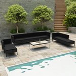 vidaXL Salon de jardin 10 Pièces avec coussins Résine tressée Noir