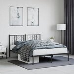 vidaXL Cadre de lit métal sans matelas avec tête de lit noir 140x200cm