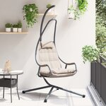 vidaXL Chaise Suspendue avec Support et Coussin Taupe Acier