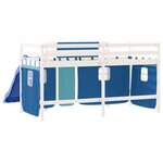 vidaXL Lit mezzanine enfants et rideaux bleu 90x190cm bois pin massif