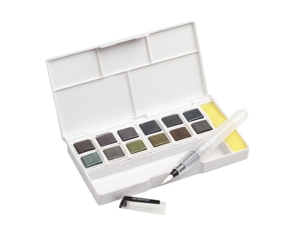 DERWENT - GRAPHITINT - palette 12 1/2godets graphite+pigments aquarel