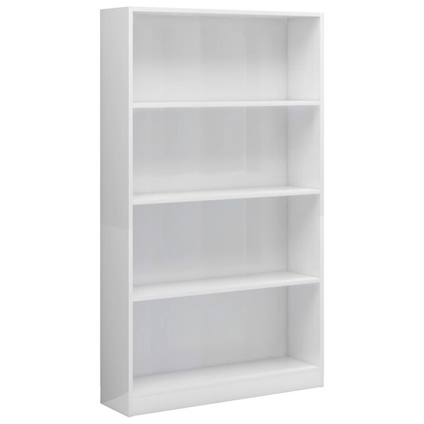 vidaXL Bibliothèque à 4 niveaux Blanc brillant Bois d’ingénierie