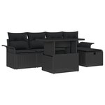 Ensemble de sofa de jardin vidaXL 6 pièces avec coussins Noir Poly Rattan