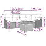 Ensemble de Sofa de Jardin 6 Pièces avec Oreillers Beige Rattan Poly Acacia