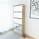 vidaXL Meuble à chaussures 5 étagères et miroir 63x17x169 5 cm Chêne