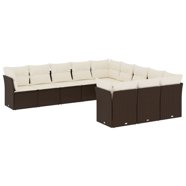 vidaXL Salon de jardin et coussins 11 Pièces marron résine tressée