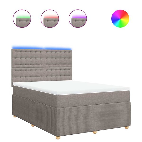 vidaXL Sommier à lattes de lit avec matelas Taupe 140x200 cm Tissu