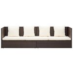 vidaXL Lit de jardin avec coussin et oreillers Résine tressée Marron