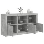 vidaXL Buffet avec lumières LED gris béton 123x37x67 cm