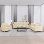 vidaXL Ensemble de canapés 3 Pièces avec coussins crème tissu