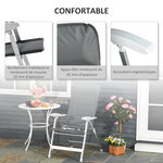 Chaise de jardin pliante dossier haut inclinable multipositions accoudoirs tétière alu. oxford déperlant gris