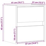 vidaXL Meubles TV muraux lumières LED 2 Pièces chêne marron 41x31x45 cm