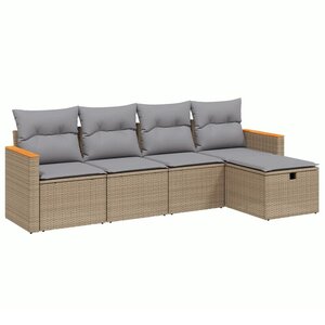 vidaXL Salon de jardin avec coussins 5Pièces mélange beige résine tressée
