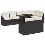 vidaXL Set de canapé de jardin 9 pièces avec coussins en poly rattan noir