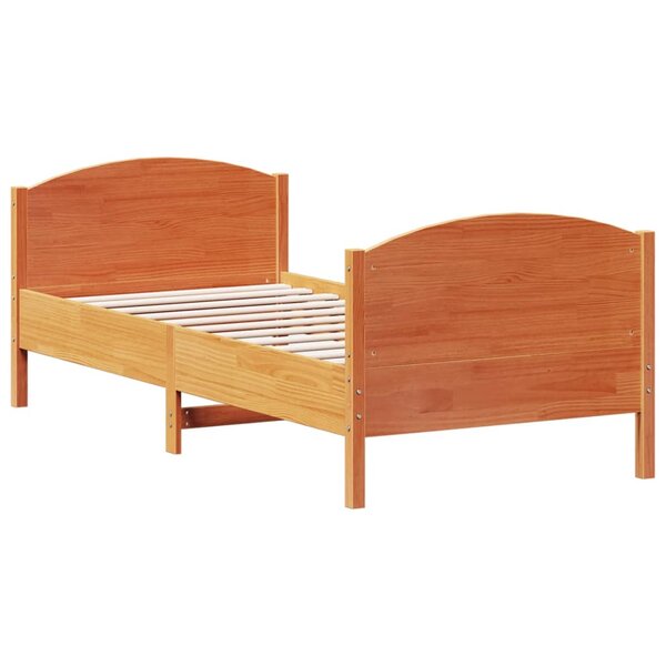 vidaXL Cadre de lit sans matelas cire marron 75x190 cm bois pin massif
