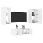 vidaXL Unités murales TV avec LED 4 Pièces blanc bois d'ingénierie
