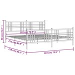 vidaXL Cadre de lit métal sans matelas et pied de lit blanc 183x213 cm