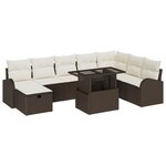 vidaXL Ensemble de canapé de jardin de 9 pièces avec coussins Marron Poly Rotin